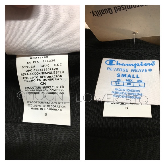 Champion Reverse Weave Crew Neck Sweatshirt Black - Picture 12 of 14